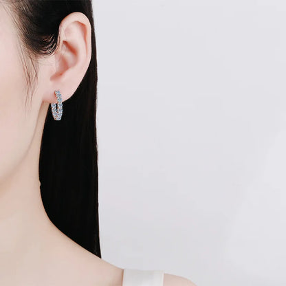 100% 925 Sterling Silver 3mm Real Moissanite Hoop Earrings For Men Women 2023 Trending Luxury Wedding Party Fine Jewelry