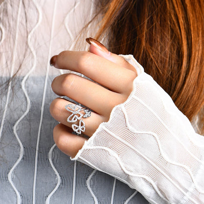 Moissanite Ring for Women Pass Test Christmas Butterfly Rings 925 Sterling Silver Wedding Fine Jewelry for Women's Gift