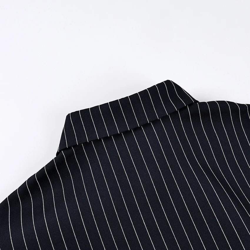 Elegant High Waist Stripe Shirt Dress Women 2025 Street Chic Long Sleeve Slim Dresses Female Office Single Breasted  Dress