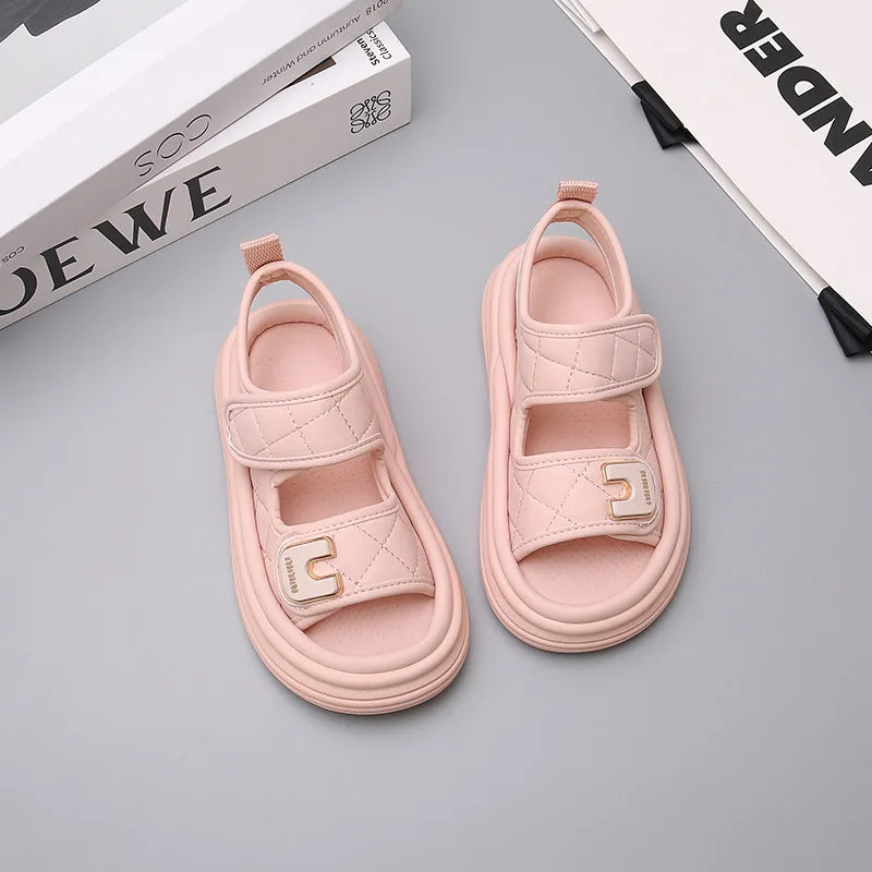 Children Summer Sandals Baby Anti-slip Wearable Summer Shoes Girls Solid Color Hook Sandals Boys Breathable Beach Sandals