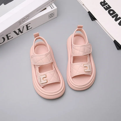 Children Summer Sandals Baby Anti-slip Wearable Summer Shoes Girls Solid Color Hook Sandals Boys Breathable Beach Sandals