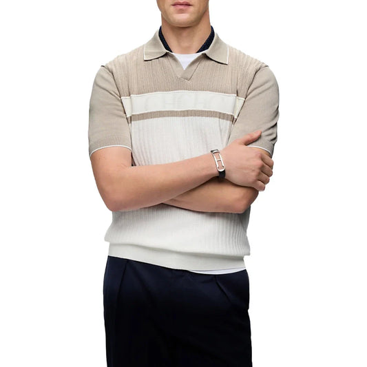 Summer Men's Polo Clothing Luxury T Shirt Casual Short Sleeve Drapped Loose Basic Splice Shirt Popular Knitwear