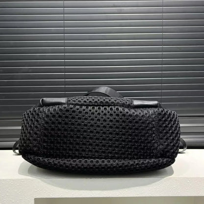 Ladies' fashionable and casual nylon mesh shoulder bag with large capacity retro stitching splicing diagonal cross handbag