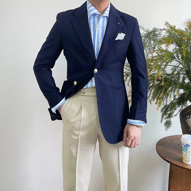 Suit For Mens Groom's Wedding 1 Pieces Slim Fit Blazer Wide Shawl Lapel Luxury Men Suit Custom Made Tuxedo Gold Button