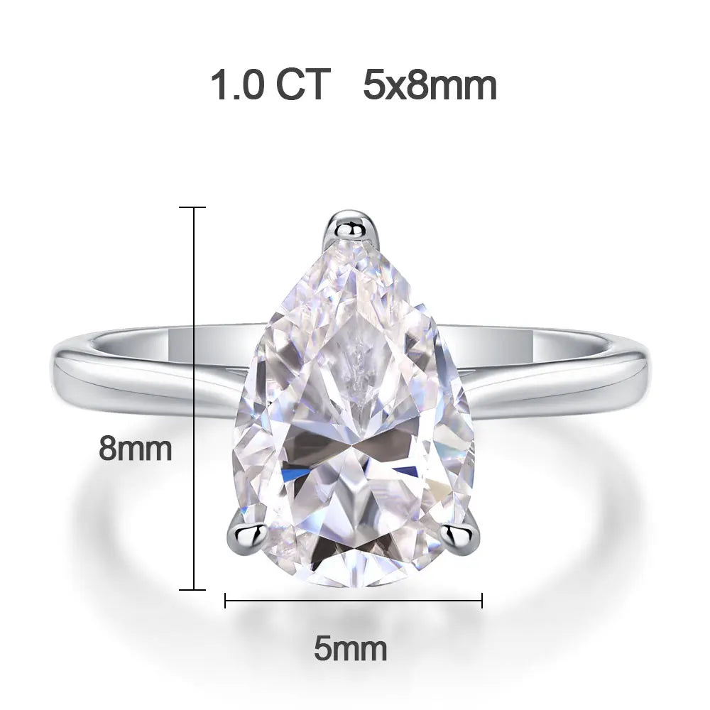1-4ct Pear Cut Moissanite Engagement Rings for Women D VVS1 Diamond with GRA s925 Sterling Silver Promise Wedding Ring