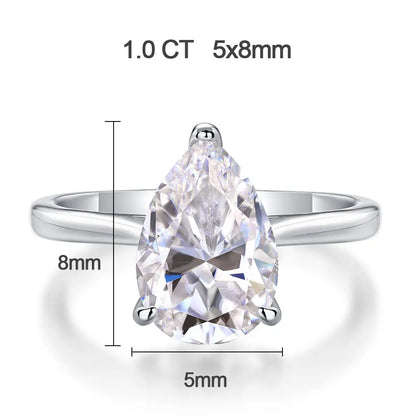 1-4ct Pear Cut Moissanite Engagement Rings for Women D VVS1 Diamond with GRA s925 Sterling Silver Promise Wedding Ring