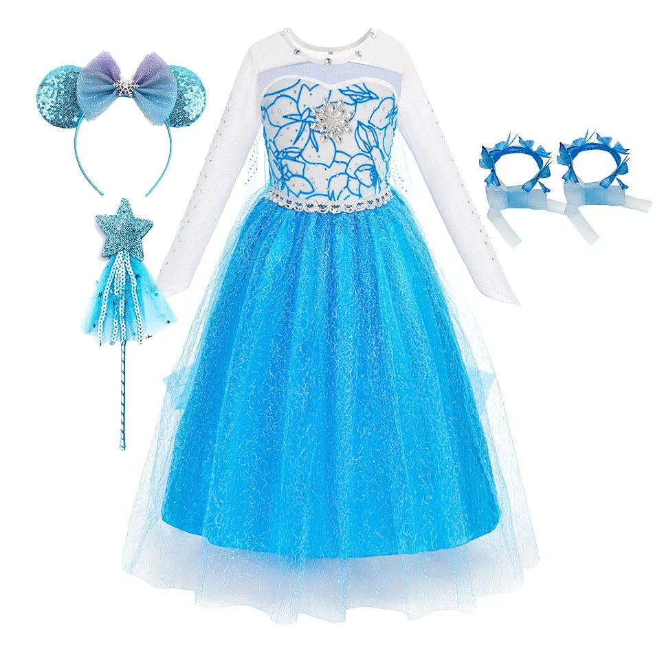 Little Girl Rapunzel Costume Party Fancy Princess Dress Christmas Cosplay Belle Sleeping Beauty Cinderella Carnival Disguise