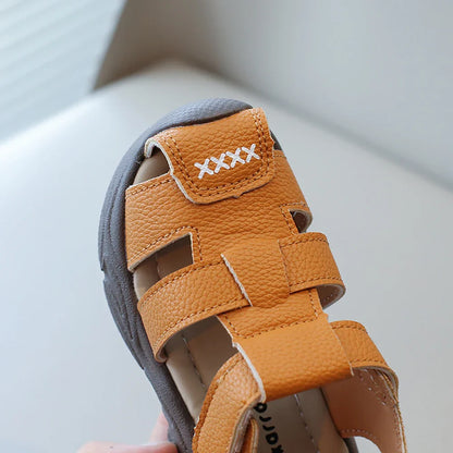 Summer Sport Sandals For Children PU Leather Vintage Boy's Sandals Soft-soled Anti-slippery Kid's Sandals Fashion Summer Shoes