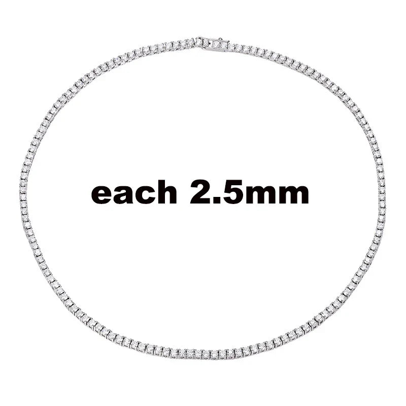 2.5-6.5mm Full Moissanite Tennis Necklace for Women Sparkling Diamond Pendant 925 Sterling Silver Fine Jewelry Gift GRA
