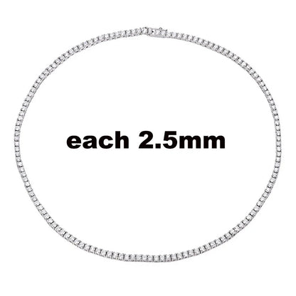 2.5-6.5mm Full Moissanite Tennis Necklace for Women Sparkling Diamond Pendant 925 Sterling Silver Fine Jewelry Gift GRA