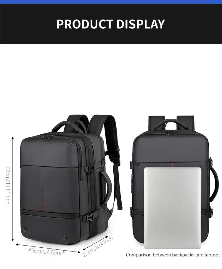 Men's Backpack with Expandable Vacuum Compression, Large Capacity, Dry and Wet Separation, Multifunctional Business Backpack for Short Business Trips