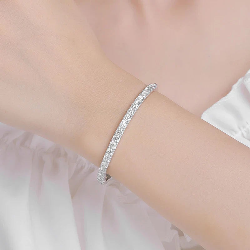 Real GRA Certified D Color 4mm 0.3CT Full Moissanite Bangle Bracelet for Woman Party S925 Sterling Silver Diamond Bracelets