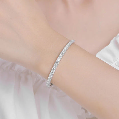 Real GRA Certified D Color 4mm 0.3CT Full Moissanite Bangle Bracelet for Woman Party S925 Sterling Silver Diamond Bracelets