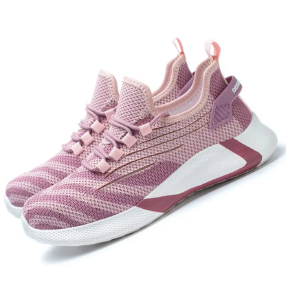 Pink women's safety shoes Steel head anti-smash Light soft breathable work shoes Women's outdoor industrial safety shoes