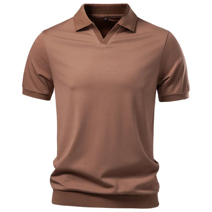 Men's Breathable Silky Polo Shirt Solid Color Soft Skin-Friendly Casual Cool Old Money Style Male Polo Shirts