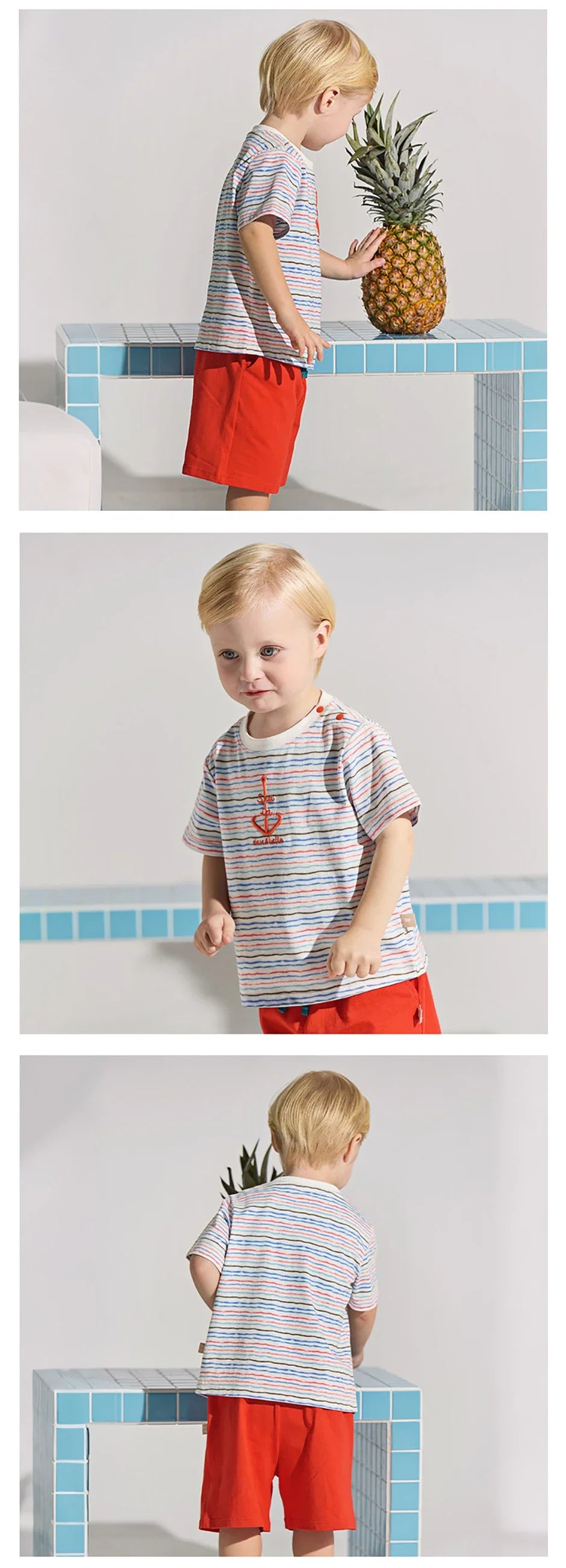Boys Summer T-shirt 2PCS Set Childern Short Sleeve Top+Shorts Suits Kids Clothing Casual Trousers Pullover DB2262036