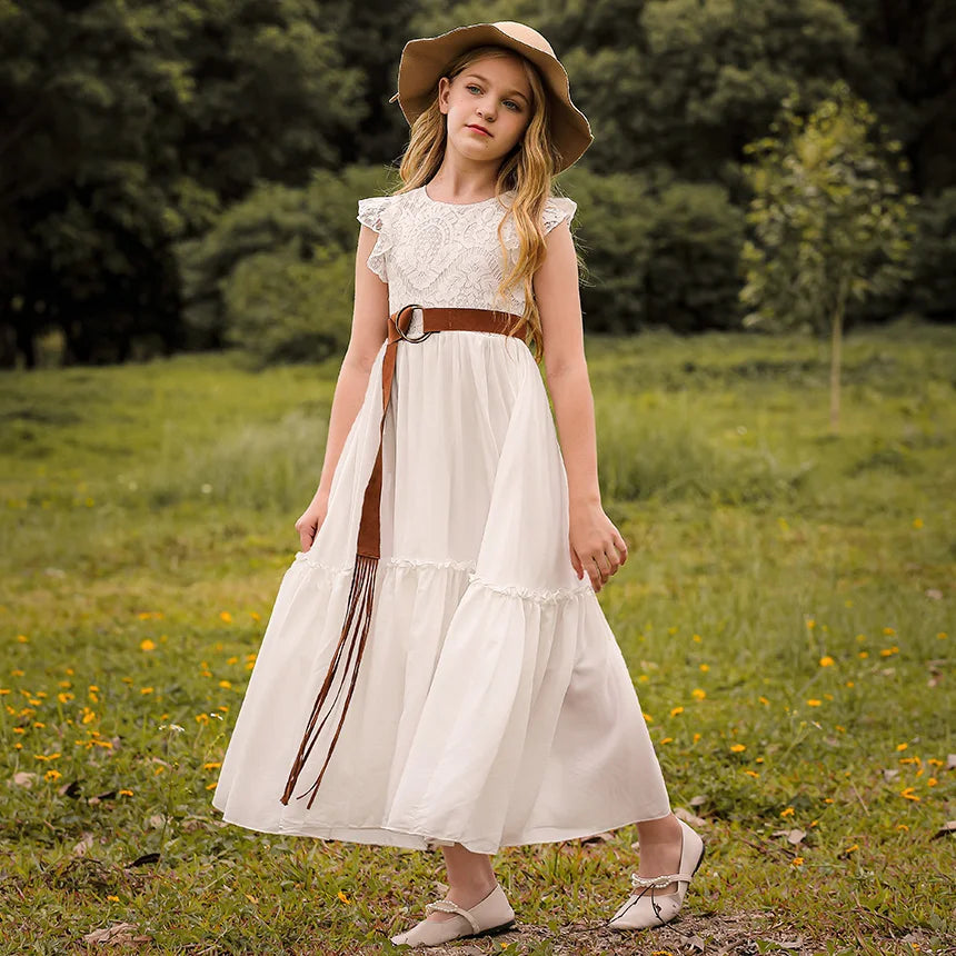 Summer Girls Lace Dresses Kids Flower Girl Wedding Princess Party Dress Vestidos Costume Children Clothing For 4-14Years