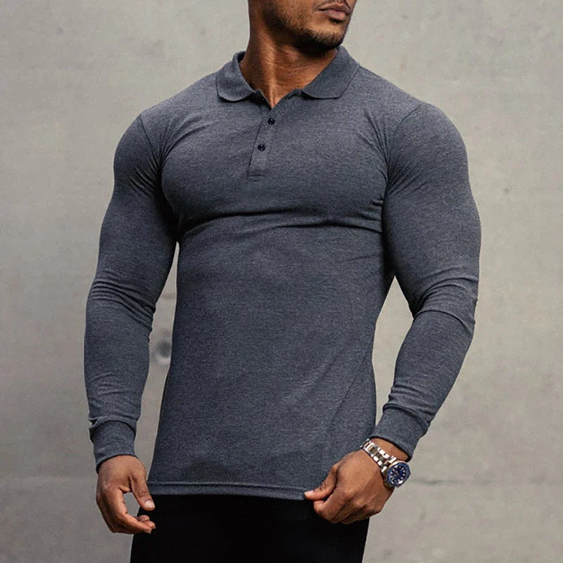 New Fashion Autumn Sports Polo Shirt Mens Stretch Cotton Gym Clothing Spring Casual Long Sleeve Polos Male Breathable T Shirt