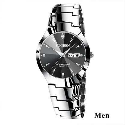 5808 Relogio Feminino Couple Watch Men Quartz watch for Lovers Luxury Womens wristwatch Stainless Steel Waterproof
