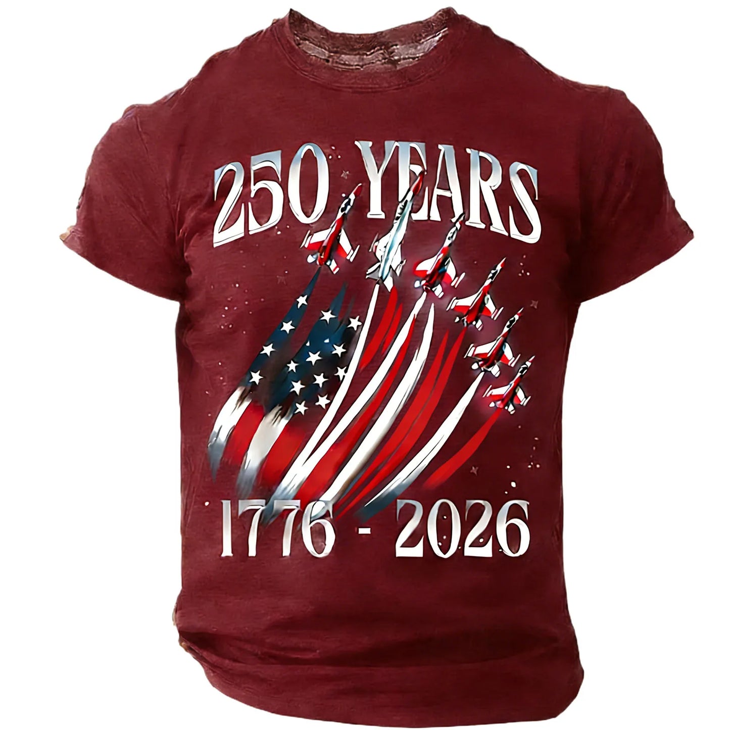 250 Years Men'S T-Shirt Patriotic American Flag Print Tee Independence Day Short Sleeve Crew Neck Casual Tops Holiday Party 2026
