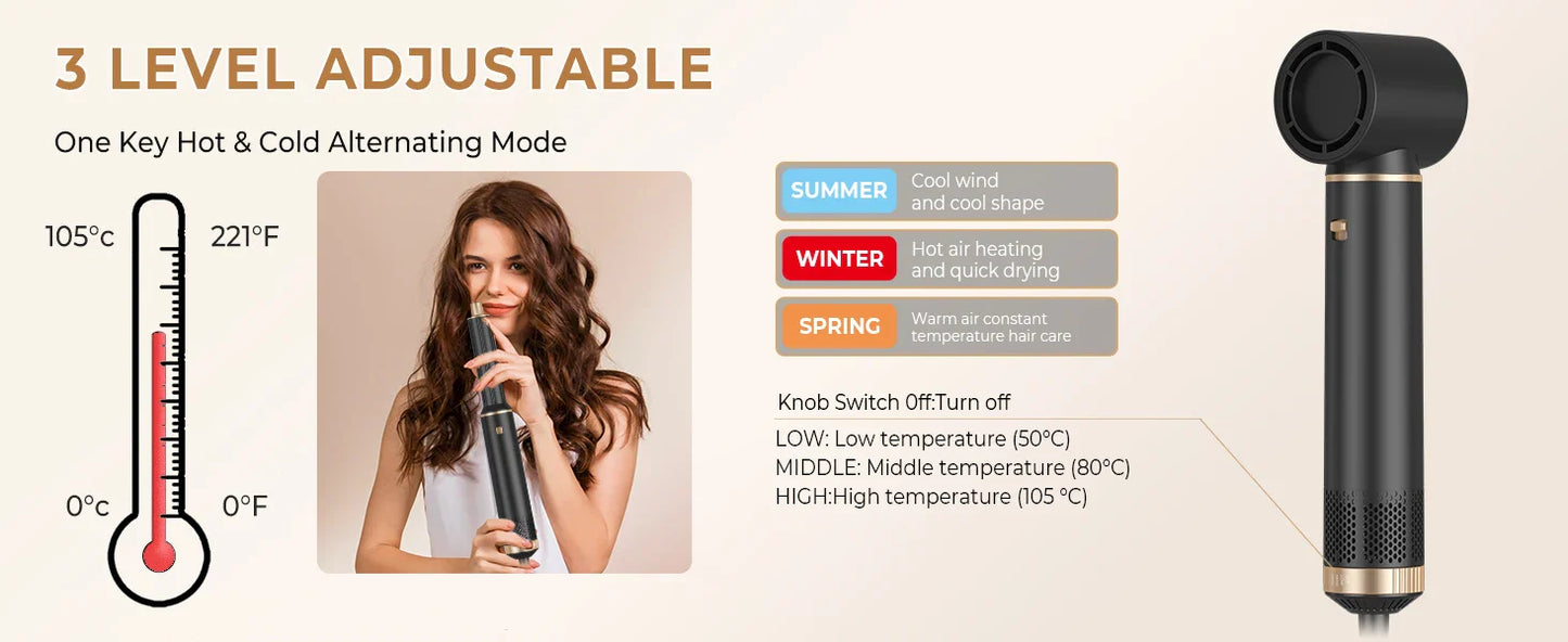 Hair Dryer 5 in 1 Electric Comb Negative Ion Straightener Comb Curling Iron Detachable Multifunctional Heating Brush Hair Dryer
