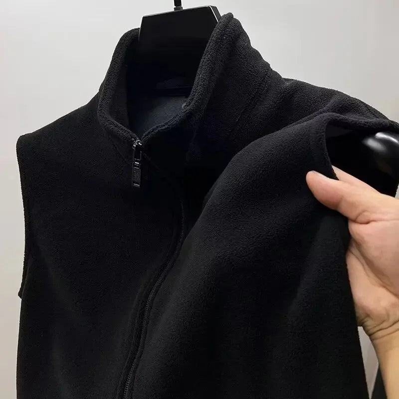 Thickened Fleece Jacket Men's Vest Autumn Winter Warm Loose Sleeveless Coat for Elderly Men Comfortable Inner Wear Vest