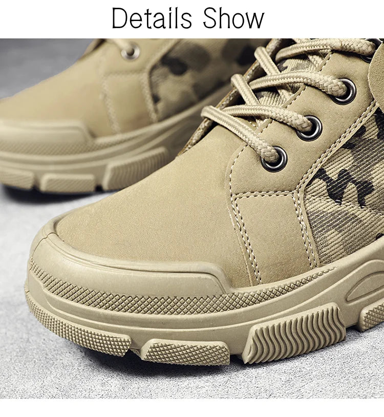 Military Boots Men Women Camouflage Khaki Black High-top Industrial Anti Skid Tactic Mechanic Work Climb Sports Sneaker