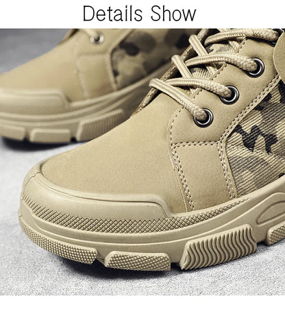 Military Boots Men Women Camouflage Khaki Black High-top Industrial Anti Skid Tactic Mechanic Work Climb Sports Sneaker
