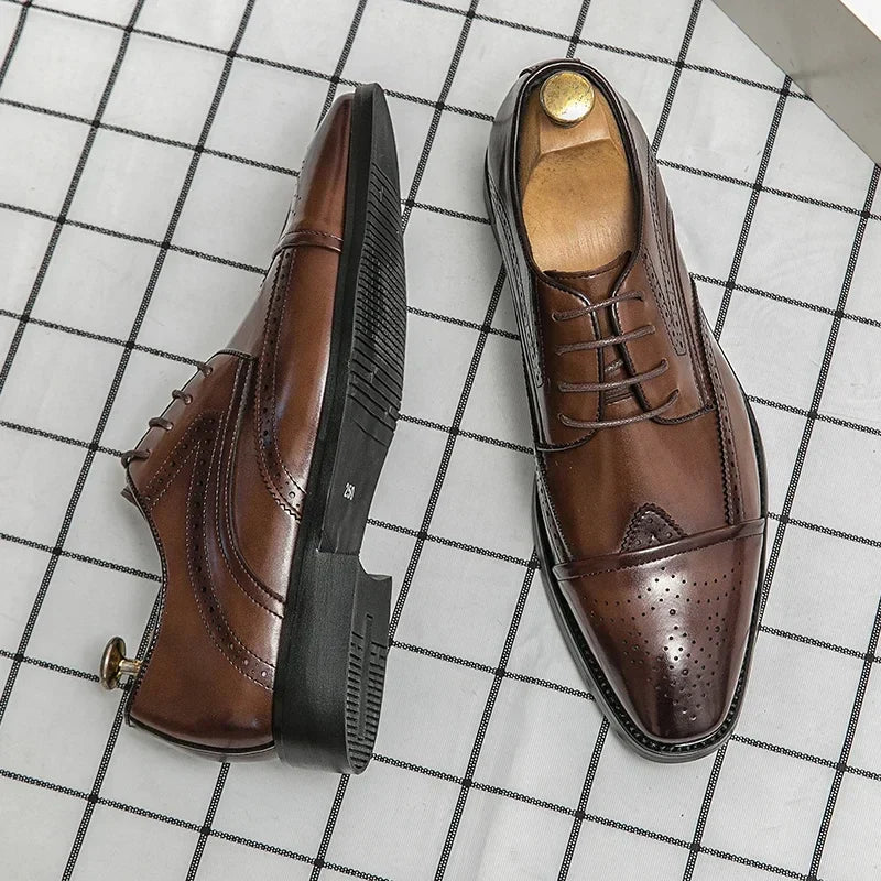 2025 High Quality Handmade Oxford Dress Shoes Men Genuine Cow Leather Suit Shoes Footwear Wedding Formal Italian Shoes Casual