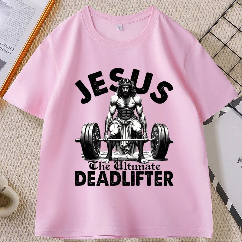 Jesus T Shirt Funny Christian Workout Weightlifting Gym Tee Man Short Sleeve Tshirts Clothing Streetwear Male Tee Tops