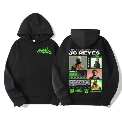 Rapper Jc Reyes Album Tour 2025 Double Sided Graphic Pullover Hoodies Men Women Harajuku Hip Hop Punk Fashion Sweatshirt Hoodie