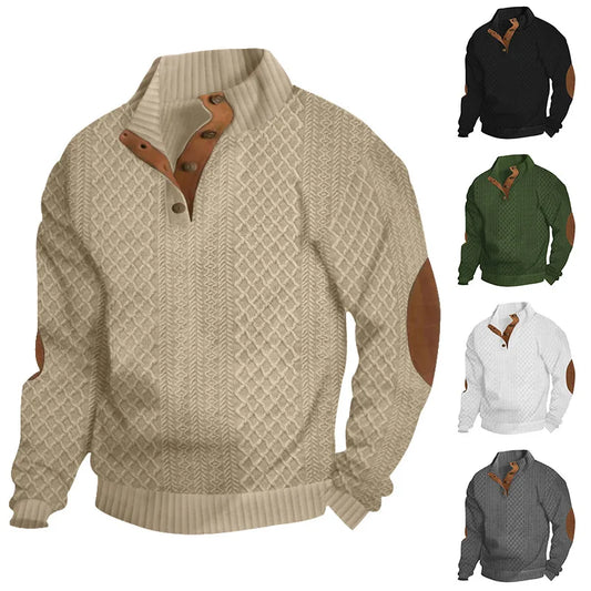 Suéter de malha jaquard masculino, casual, de gola alta, manga longa, para outono e inverno, sucesso de vendas transfronteiriço 2024