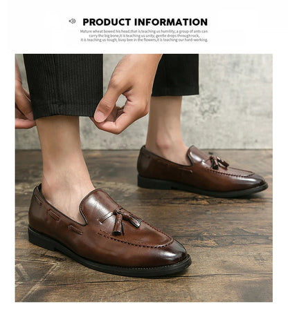 Classic Men Casual Loafers Driving Shoes Moccasin 2025 Fashion Male Comfortable Summer Leather Shoes Men Lazy Tassel Dress Shoes