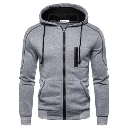 Men's Long Sleeve Zip Up Hoodie Casual Athletic Sweatshirt Hooded Jacket with Pockets Spring Fall Warm Fleece Lined Coat Outwear