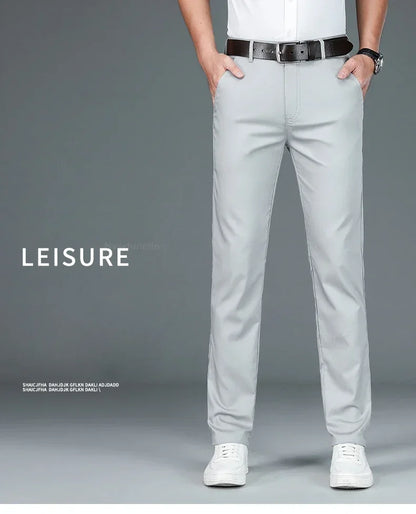 Summer New Men's Bamboo Fiber Slim Business Casual Pants Fashion Classic Breathable Designer Formal Long Trouser Male Clothing