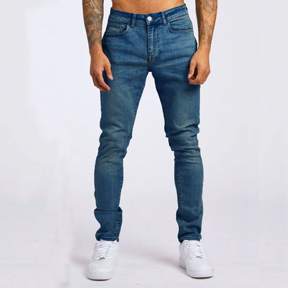 1pc men's elastic daily travel American street, regular banana pants jeans