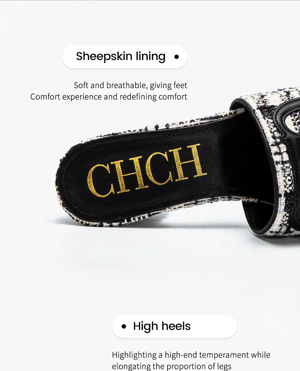 Middle heel square heel slippers fabric fashion casual shoes luxury brand slippers girls street commuter slippers