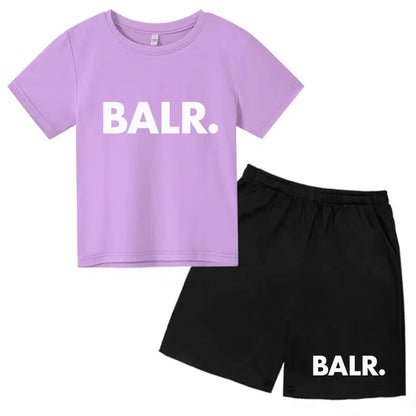 Kids T-shirt Summer Sunshine Brand Monogram Print Short Sleeve+Shorts 2P Boys Girls Toddler 3-12years Leisure Sports Jogging Set