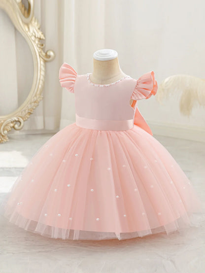 Children's dress Princess dress Western style children's wear new dress female fluffy skirt beading design Princess dress party