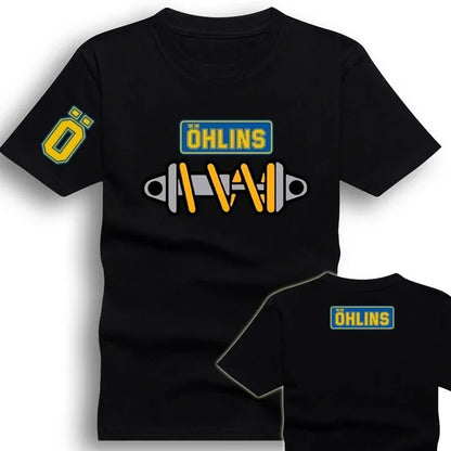 Tees Men Ohlins Shock Suspension Car Motorcycle Sport Racing T Shirt Summer Casual Oversized men's Short sleeve