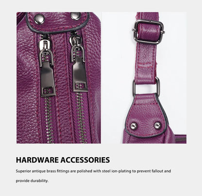 Elegant Genuine Leather Women's Shoulder Bag Trendy Crossbody Messenger Bag for Ladies Dark Red Blue 100% Satchels Hobo