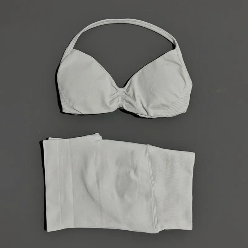 2PCS HISTELLO Seamless Gym Yoga Set Push Up Bra Scrunch Butt Lift Leggings Body Shaping Breathable Comfort Yoga Women Wear
