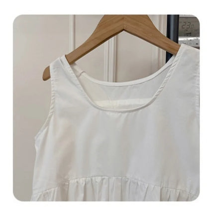 Summer White Vest Dress for Kids Girls Simple Loose Sleeveless Childrens Long Dress Cotton 2-8Y Girl Clothing Casual wear