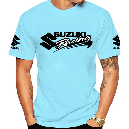 2026 Racing Summer New 100% Cotton Fashion Trend Men T-shirt Daily Outdoor Sports Party Casual Loose Street Short-sleeve