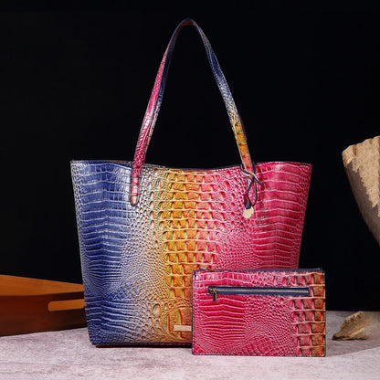 Leather Fashion Two Piece Crocodile Pattern Single Shoulder Tote Bag