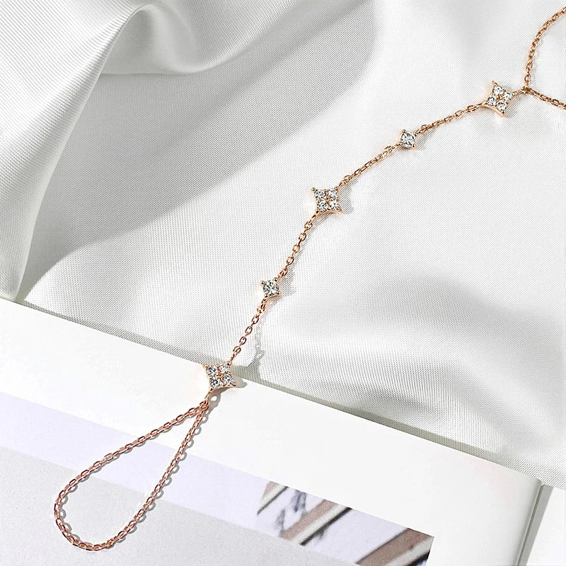 14K Plated Certified Moissanite Bracelets for Women Girls 14-21cm Adjustable Chain Lab Diamond 100% Real Pure Silver 925