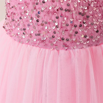 Summer Sequin Bridesmaids Girl Dresses Elegant Tulle Wedding Princess Party Prom Dress for Girl Birthday Pageant Evening Costume