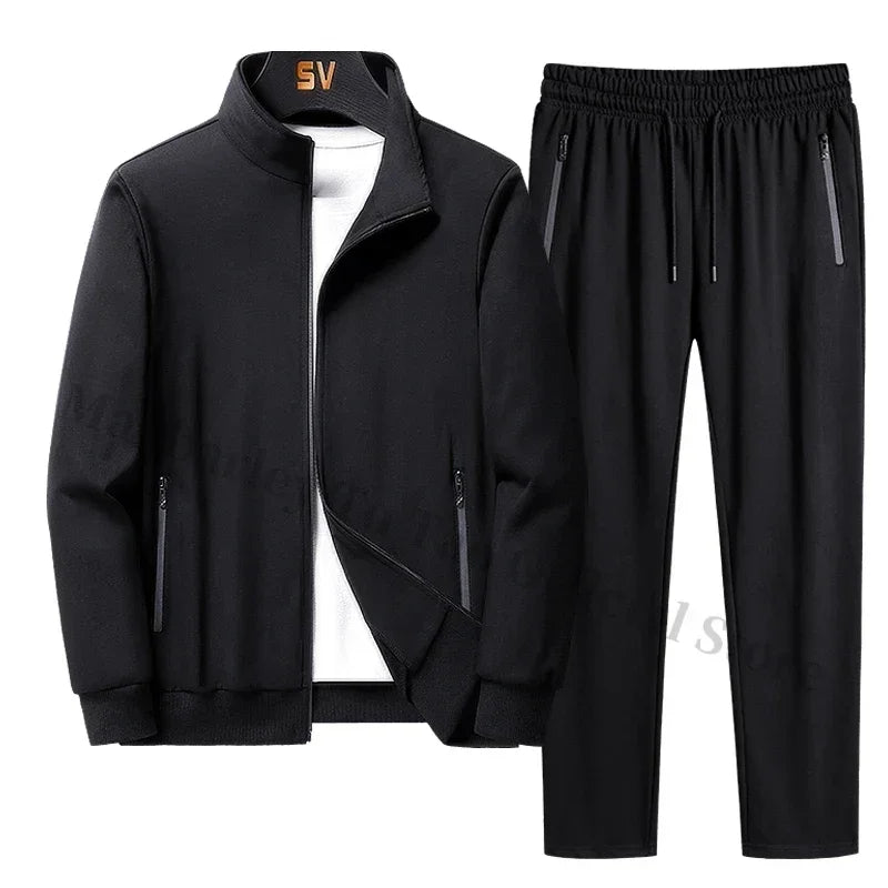 2025 Spring Autumn Sweatshirt SweatPants Trousers For Men Set Two Piece Black Tracksuit Hip Hop Streetwear Running Sport Clothes