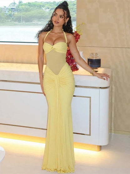 Mesh Patchwork Dress Women Summer Trend Off Shoulder Backless Ruched Ribbon Midnight Prom Party Hipster Vestidos