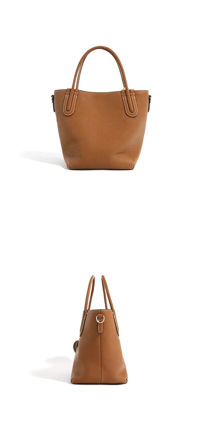 Head Layer Cowhide Vegetable Basket Bag Genuine Leather Cell Phone Crossbody Bag Commuter Shoulder Bucket Bag